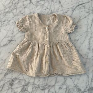 Rylee + Cru Girl’s Jeanette Dress Night Sky in Stone Sz 6-12 Mo Gauzey